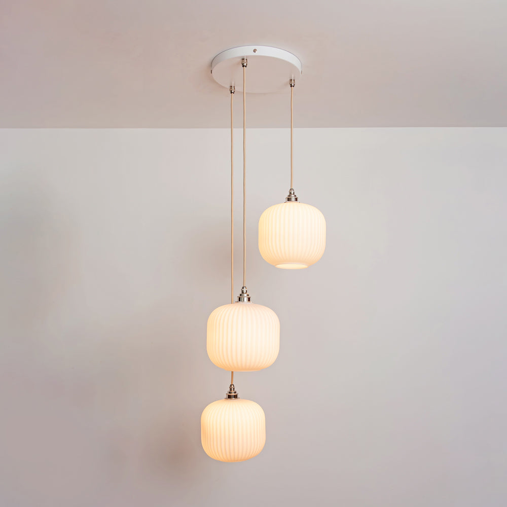 Small Opal Reeded Triple Drop Pendant