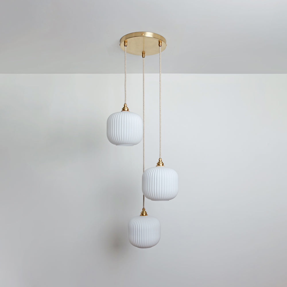 Small Opal Reeded Triple Drop Pendant