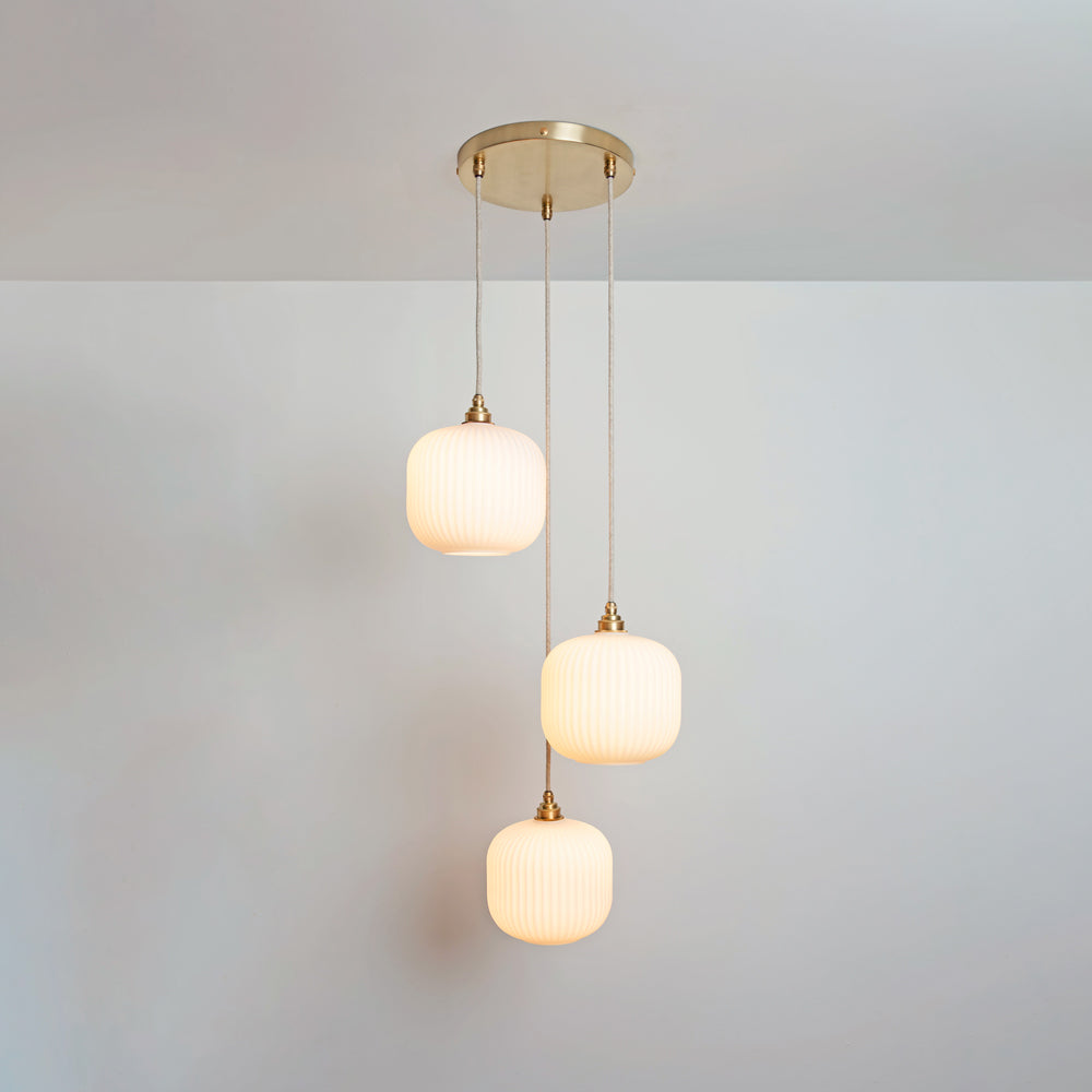 Small Opal Reeded Triple Drop Pendant