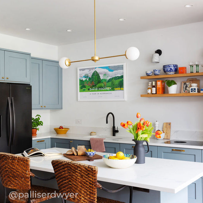 T-Bar Opal Glass Chandelier